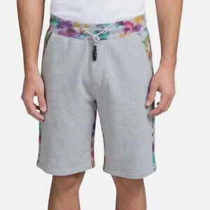 PRPS Men's Tie-Dyed Casual Shorts 100% Cotton Multicolored Heather Gray